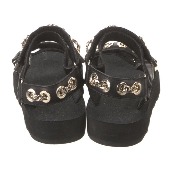 Maje Frankie Chain-Embellished Leather Sandals Size 36 - Picture 4 of 11